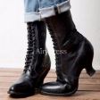 Stivaletto retro' stringato,  tacco rocchetto