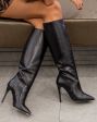Stivale  alto spillo black 12 cm